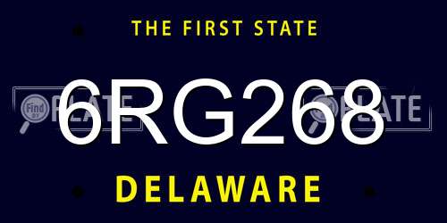 6RG268 Delaware License Plate