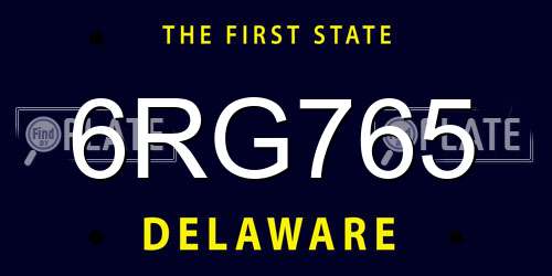 6RG765 Delaware License Plate