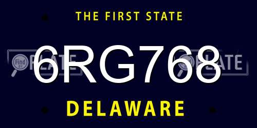 6RG768 Delaware License Plate