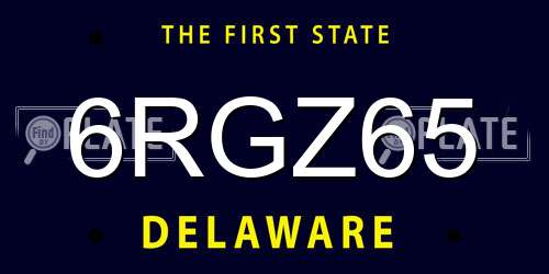 6RGZ65 Delaware License Plate