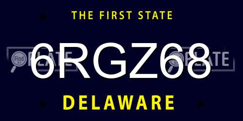 6RGZ68 Delaware License Plate