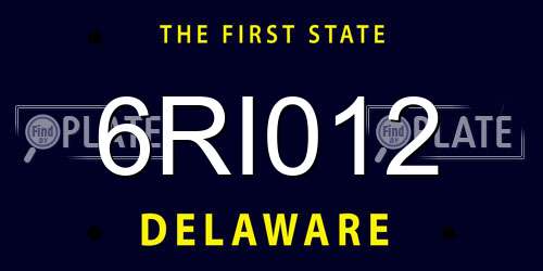 6RI012 Delaware License Plate