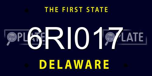 6RI017 Delaware License Plate