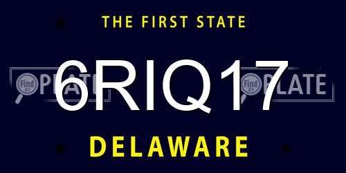 6RIQ17 Delaware License Plate