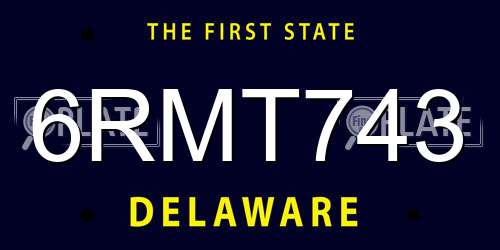 6RMT743 Delaware License Plate