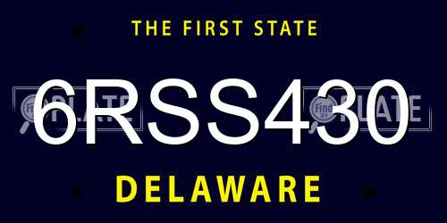 6RSS430 Delaware License Plate