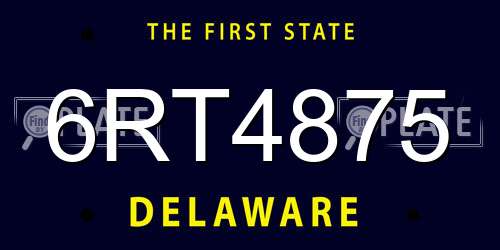 6RT4875 Delaware License Plate