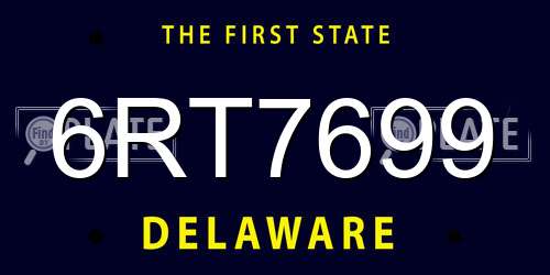 6RT7699 Delaware License Plate