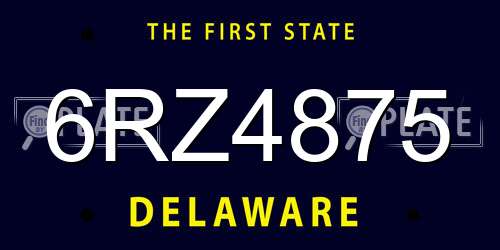 6RZ4875 Delaware License Plate