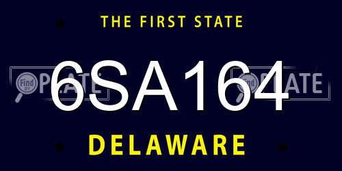 6SA164 Delaware License Plate