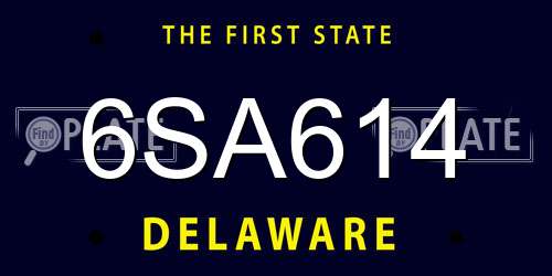 6SA614 Delaware License Plate