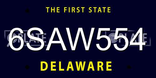 6SAW554 Delaware License Plate