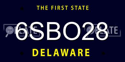 6SBO28 Delaware License Plate
