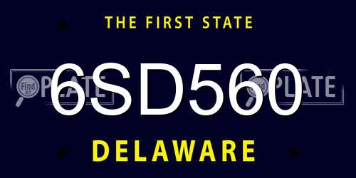 6SD560 Delaware License Plate