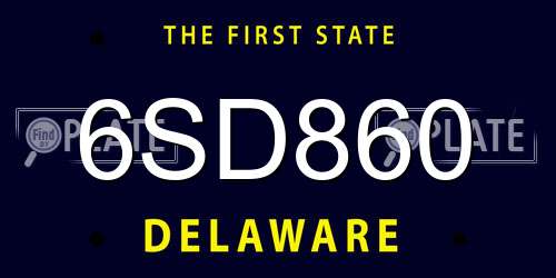 6SD860 Delaware License Plate