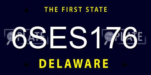 6SES176 Delaware License Plate