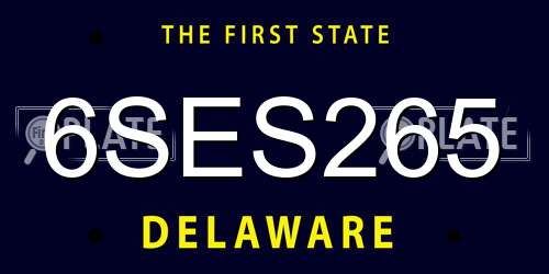 6SES265 Delaware License Plate