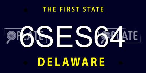 6SES64 Delaware License Plate