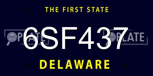 6SF437 Delaware License Plate