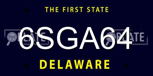 6SGA64 Delaware License Plate