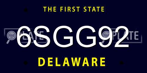 6SGG92 Delaware License Plate