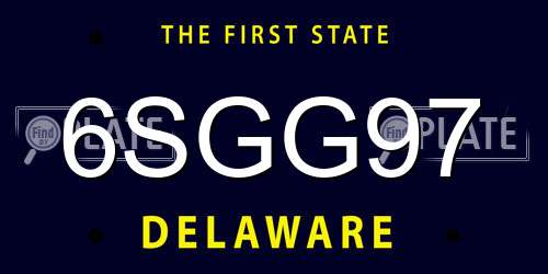 6SGG97 Delaware License Plate