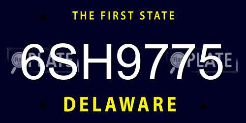 6SH9775 Delaware License Plate