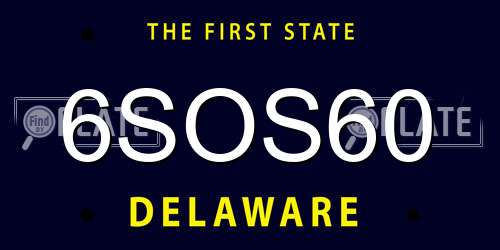 6SOS60 Delaware License Plate