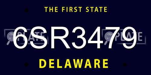 6SR3479 Delaware License Plate