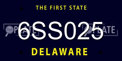 6SS025 Delaware License Plate