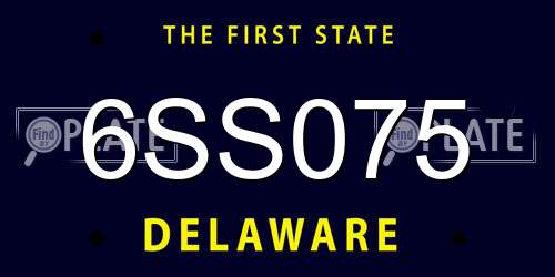 6SS075 Delaware License Plate