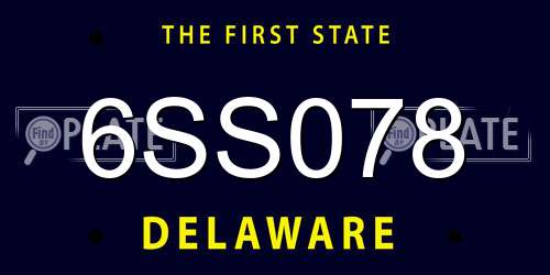 6SS078 Delaware License Plate
