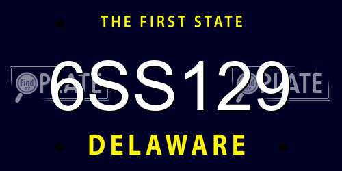 6SS129 Delaware License Plate