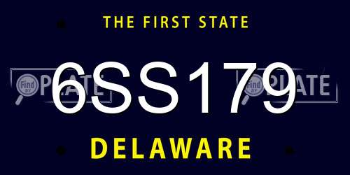 6SS179 Delaware License Plate