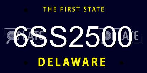 6SS2500 Delaware License Plate