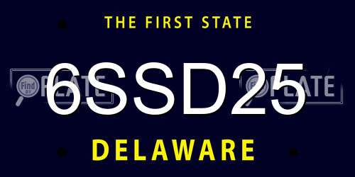 6SSD25 Delaware License Plate