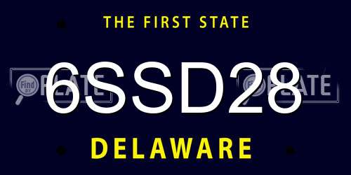 6SSD28 Delaware License Plate
