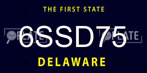 6SSD75 Delaware License Plate