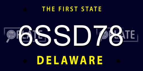 6SSD78 Delaware License Plate