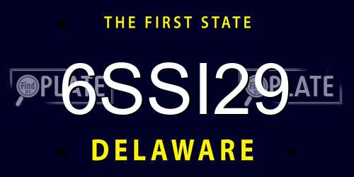 6SSI29 Delaware License Plate