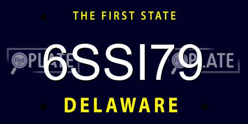 6SSI79 Delaware License Plate