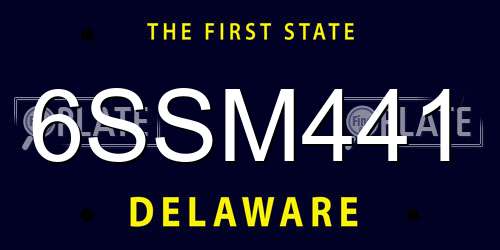 6SSM441 Delaware License Plate