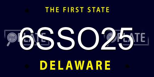 6SSO25 Delaware License Plate