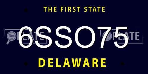 6SSO75 Delaware License Plate