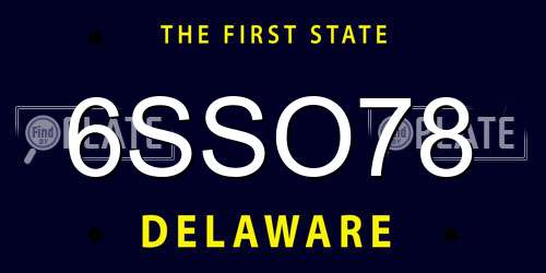 6SSO78 Delaware License Plate