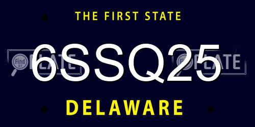 6SSQ25 Delaware License Plate