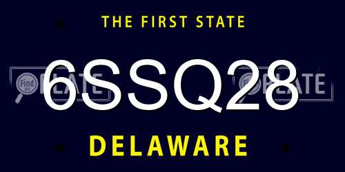6SSQ28 Delaware License Plate