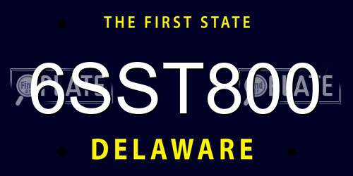 6SST800 Delaware License Plate
