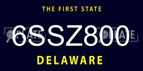 6SSZ800 Delaware License Plate
