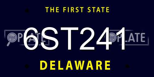 6ST241 Delaware License Plate